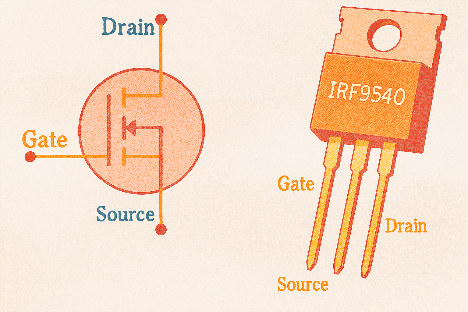 MOSFET Electonics Symbol and Component Visual