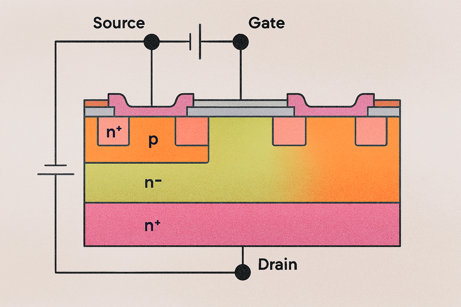 Concept Diagram of MOSFET Cross-Section Slice