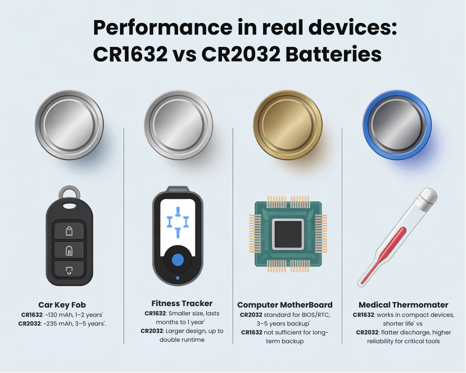 CR1632 and CR2032 Battery Performance