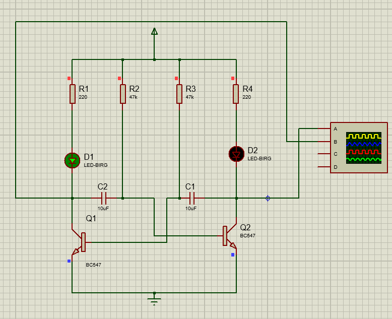 Astable multivibrator circuit using BC547
