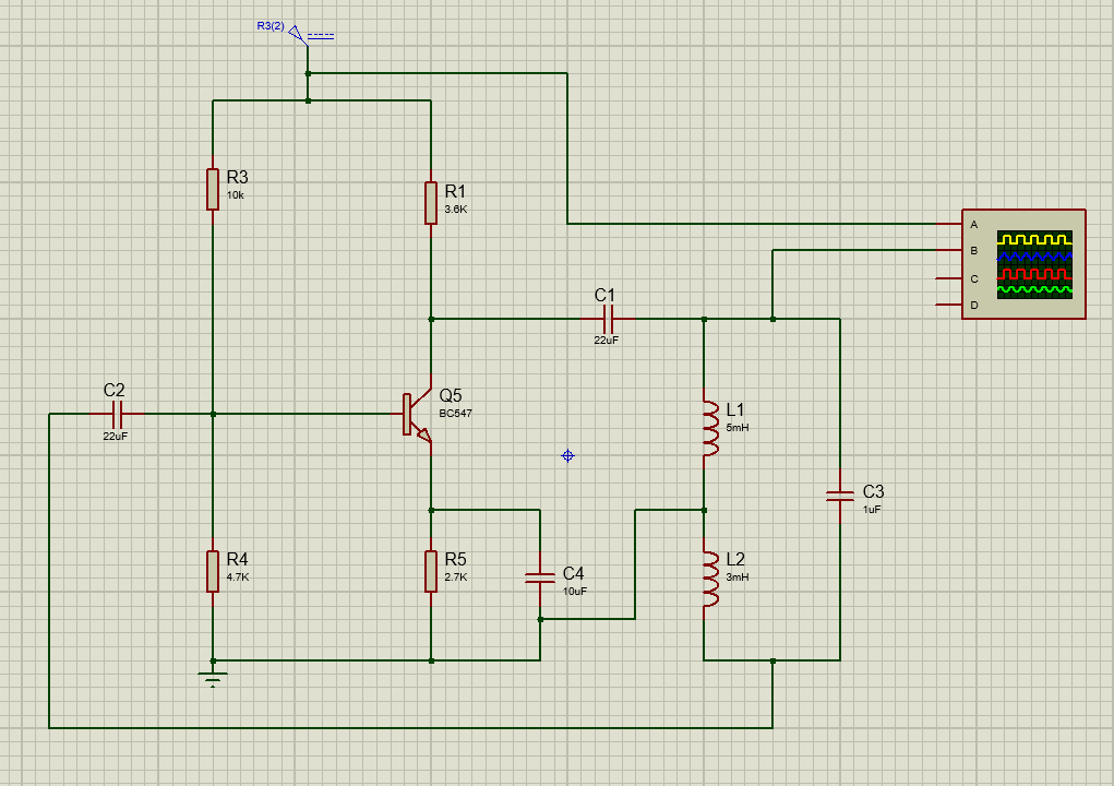 Hartley oscillator circuit using BC547