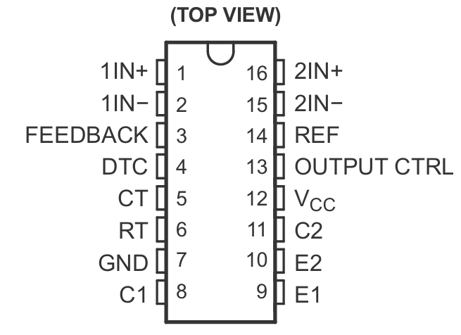 TL494 PWM controller pinout duagram