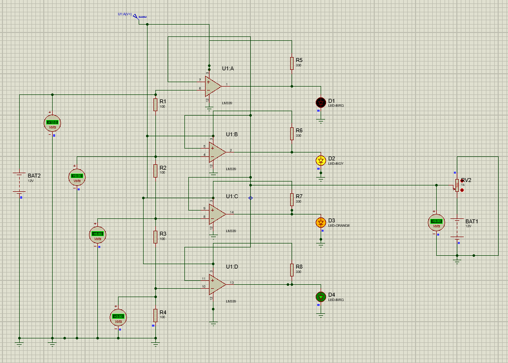 3V,6V, and 9V LEDs are ON indicating battery is highly charged