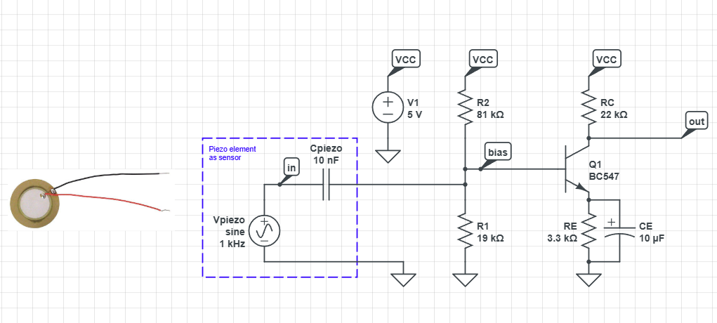 Audio amplifier circuit using BC547