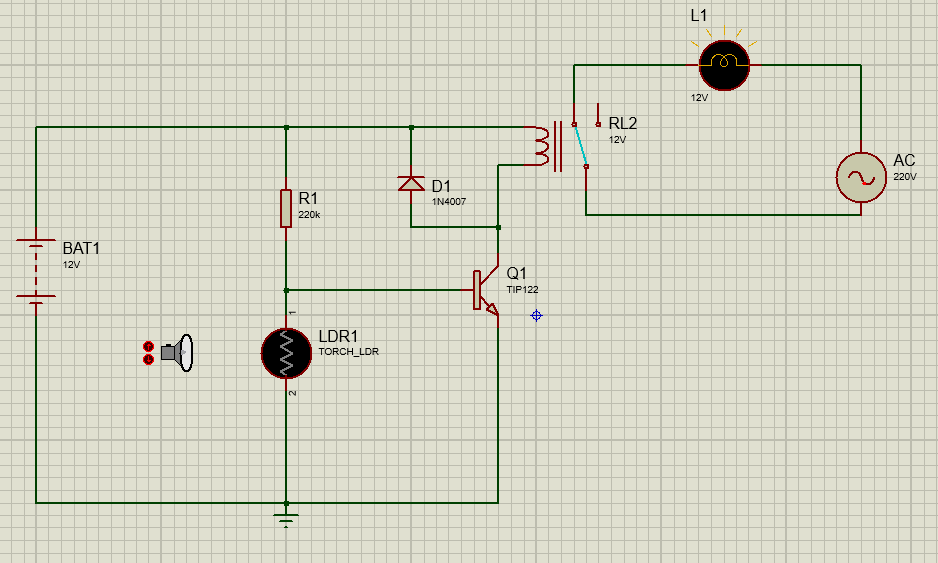 automatic night light lamp circuit using TIP122