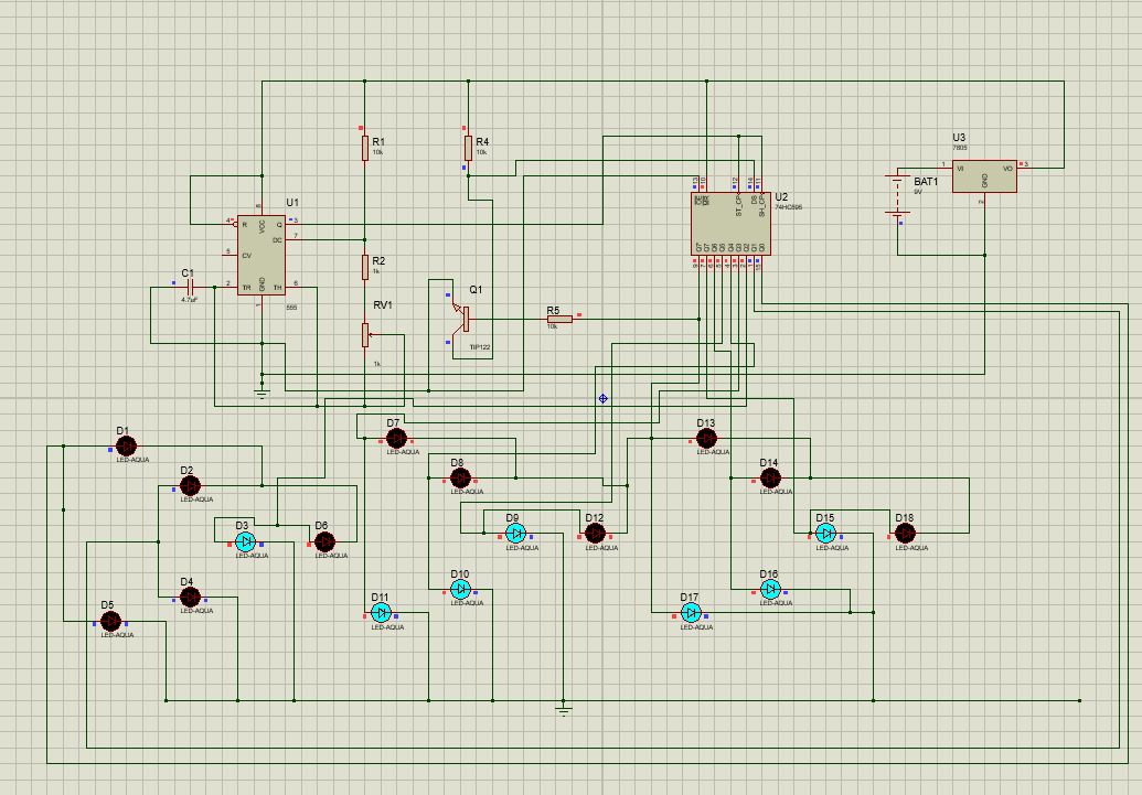 LEDs flasher circuit using TIP122 transistor