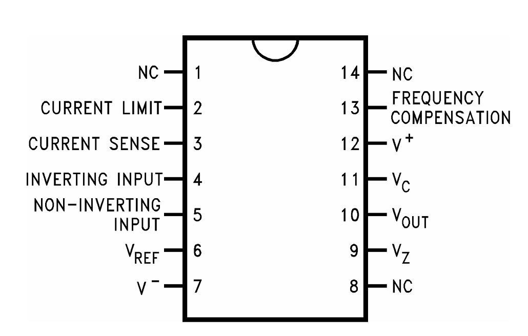 LM723 Pinout diagram