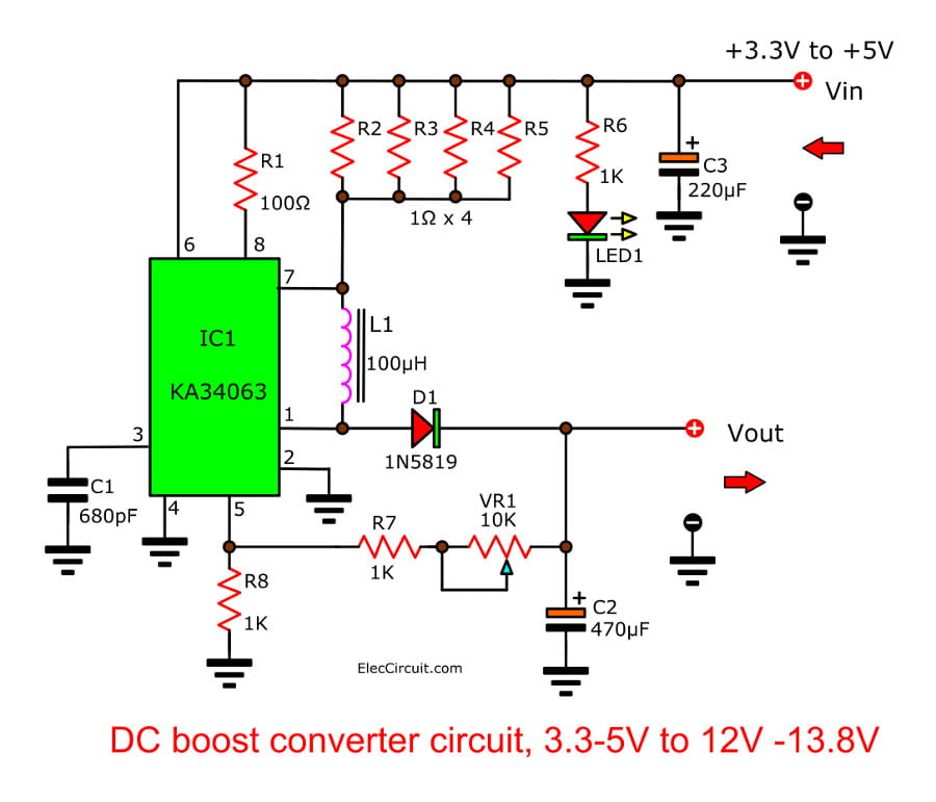 3.3V–5V to 12V Boost Converter