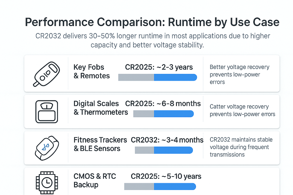 CR2025 VS CR2032 Performance Comparison