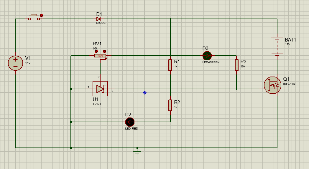 battery charging circuit using TL431 precision regulator 