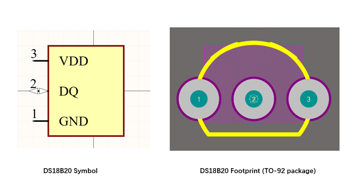 DS18B20 altium symbol and footprint