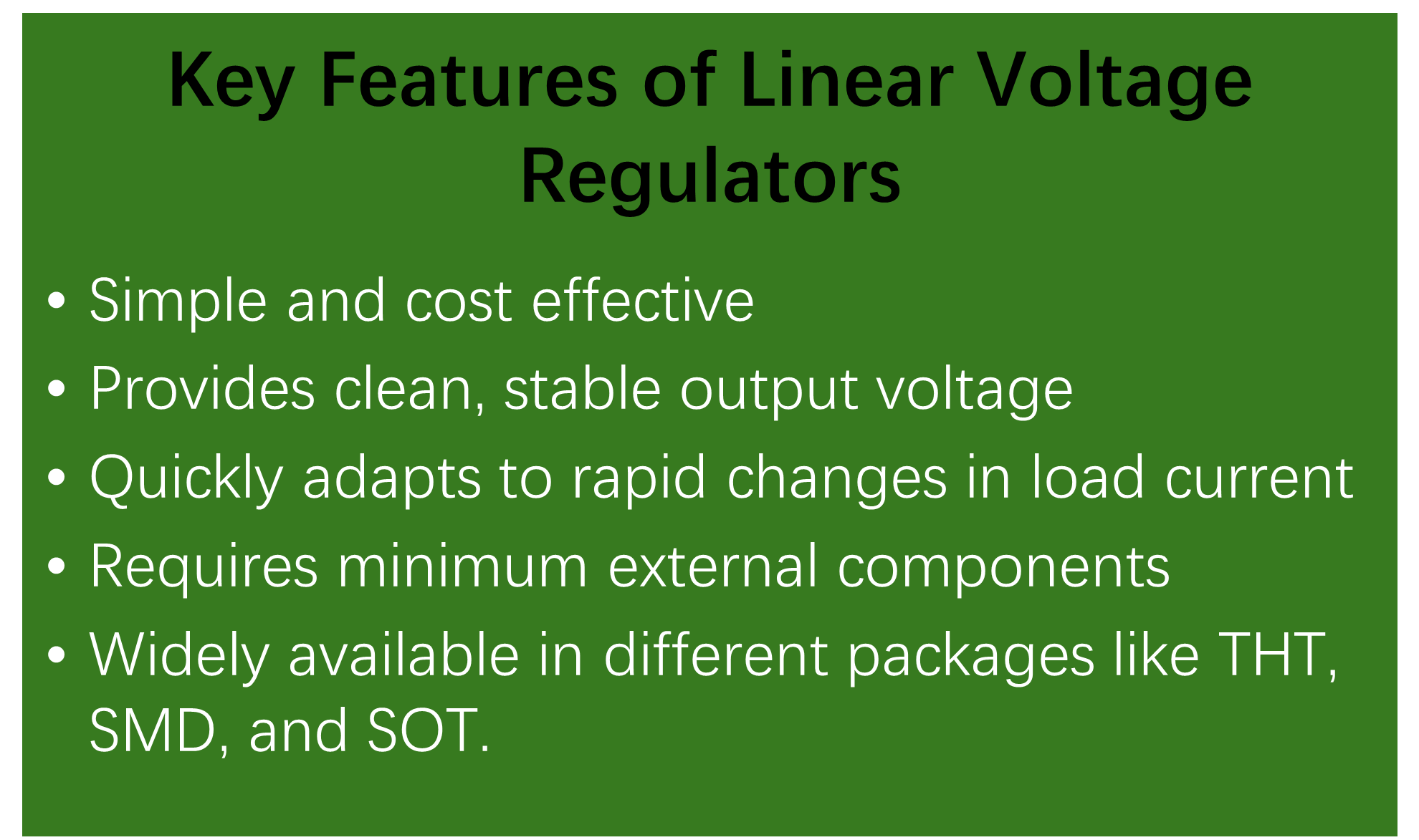 Key features of linear voltage regulators 