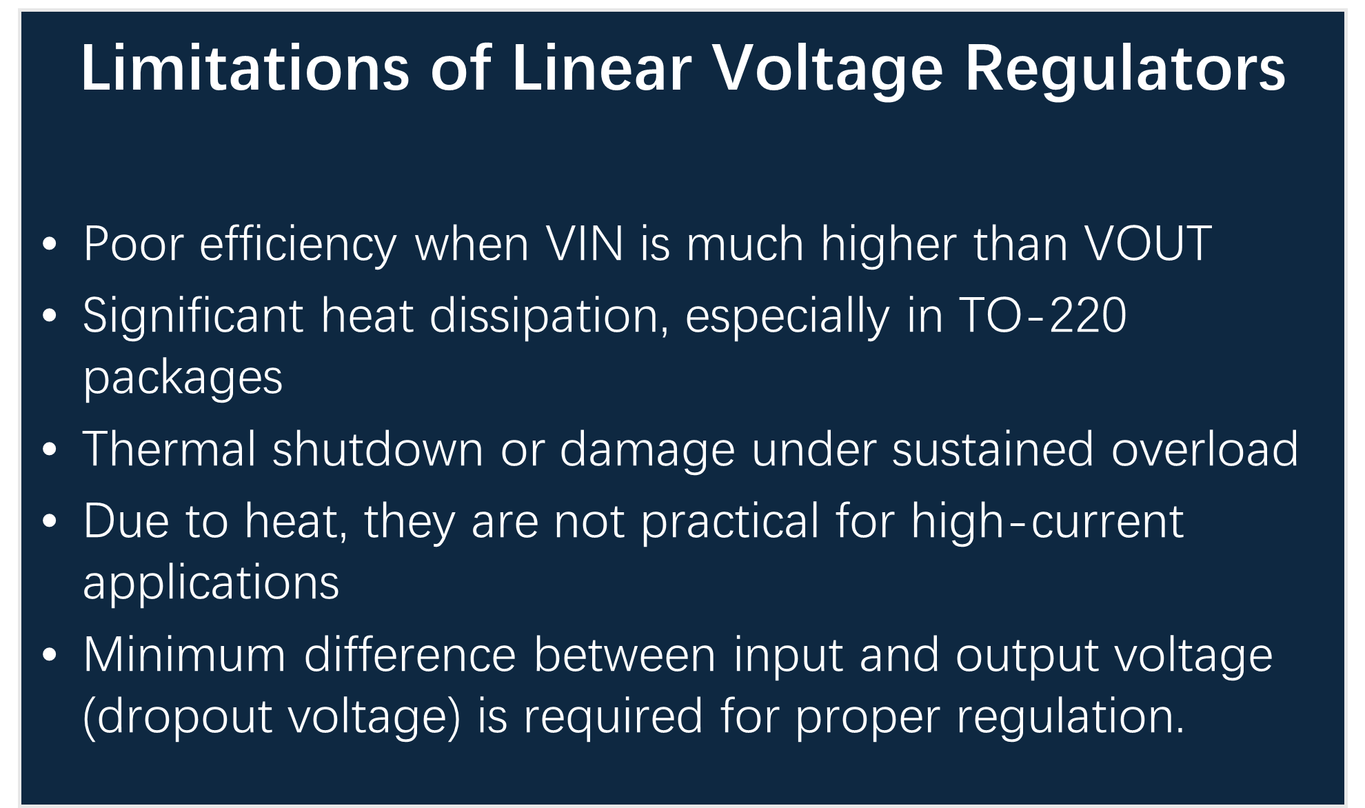 Limitations of linear voltage regulators