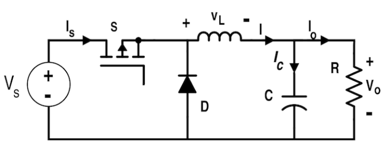 Circuit diagram of a buck switching regulator