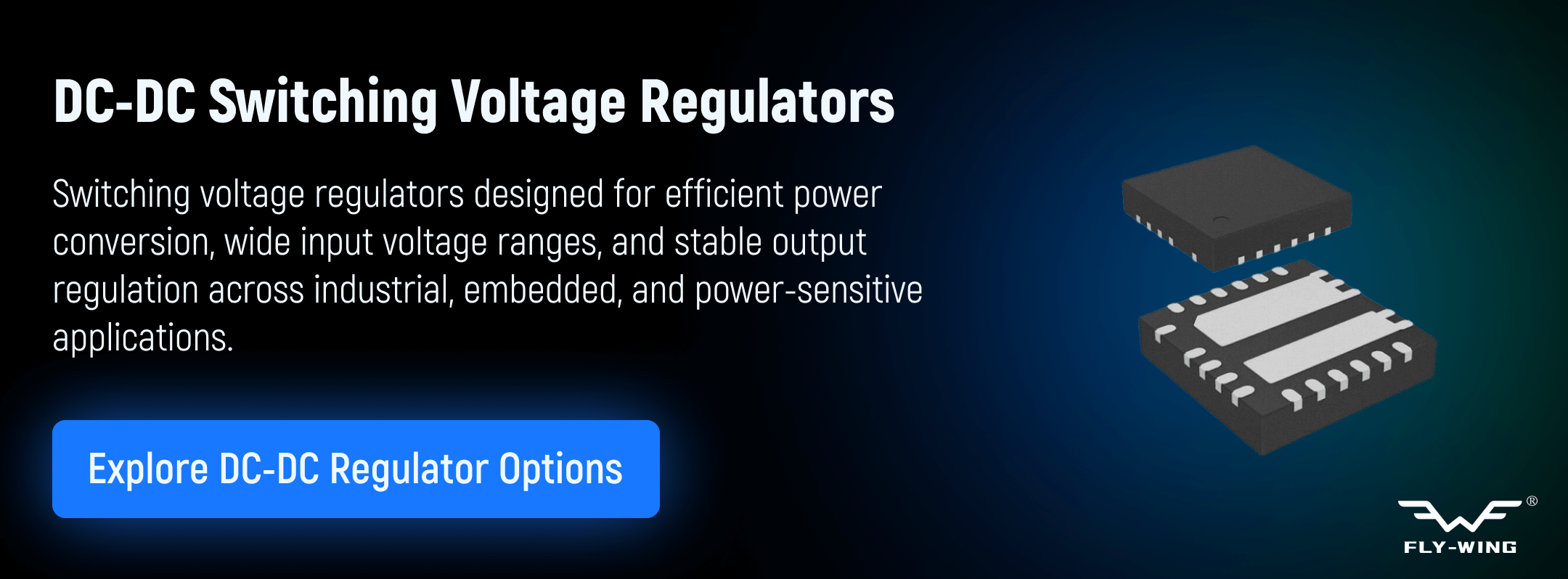 DC-DC switching voltage regulator ICs used for high-efficiency power conversion and regulated output in electronic power management systems.