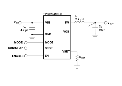 TPS6284 pinout with external components required