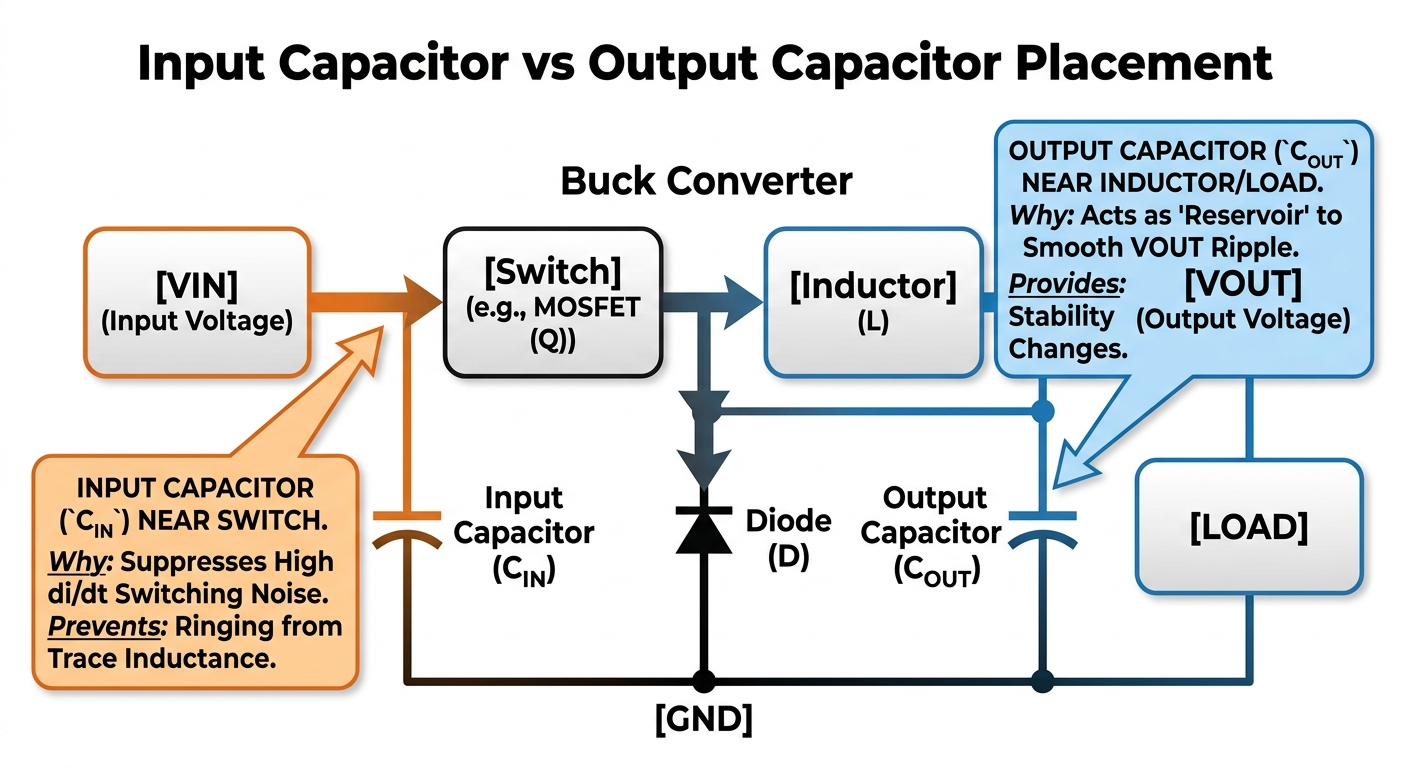 Capacitor Selection: buck converter capacitor placement