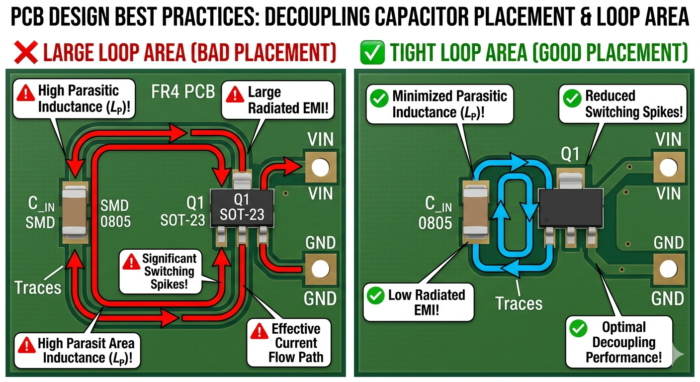 Example of good and bad PCB layout