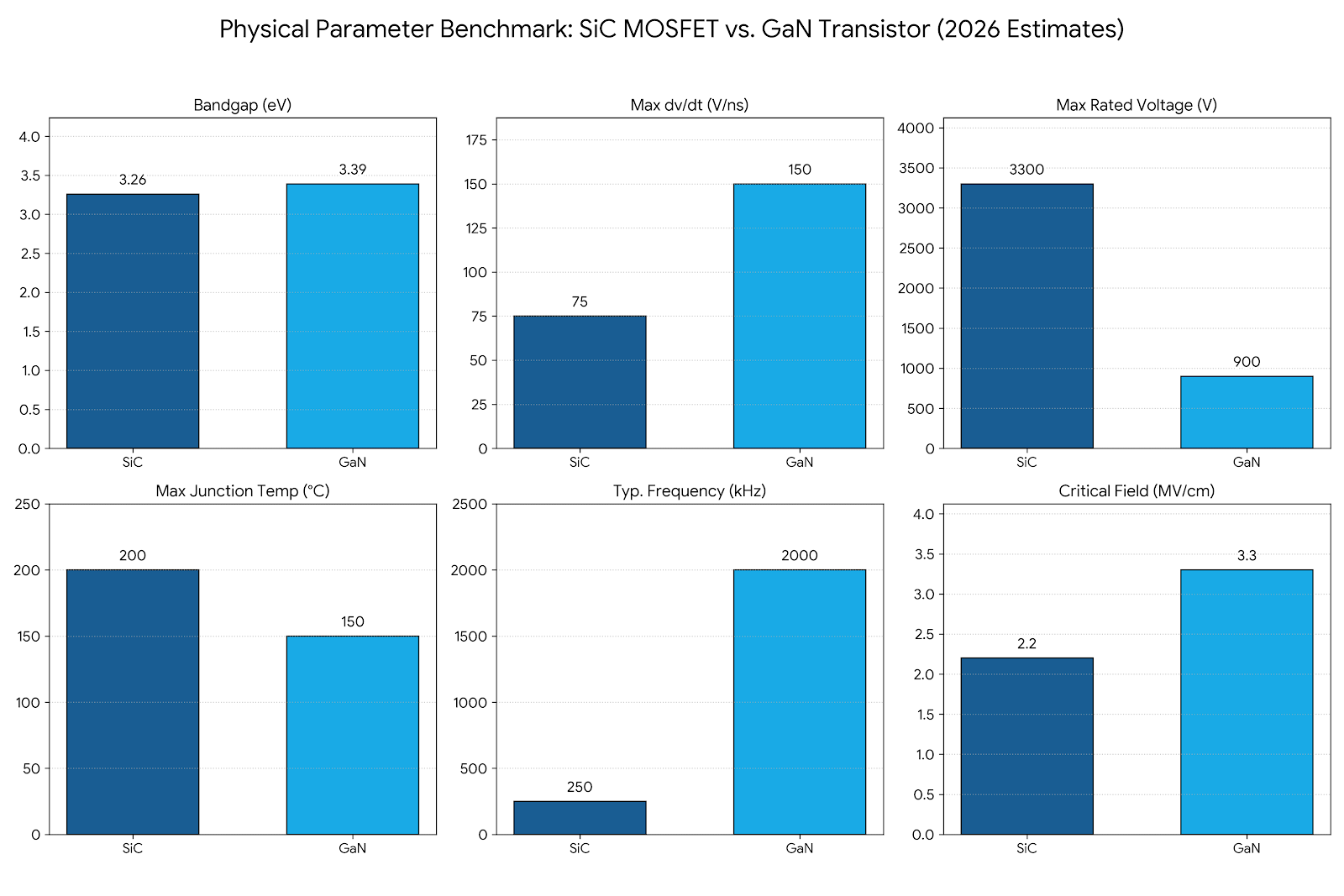 GaN vs SiC parameter comparison