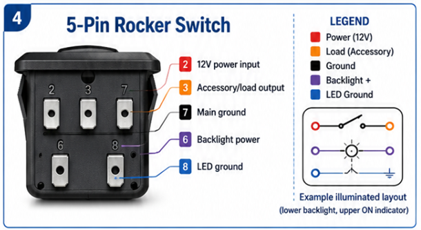 5-Pin Rocker Switch