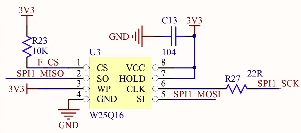W25Q16 microcontroller interface circuit