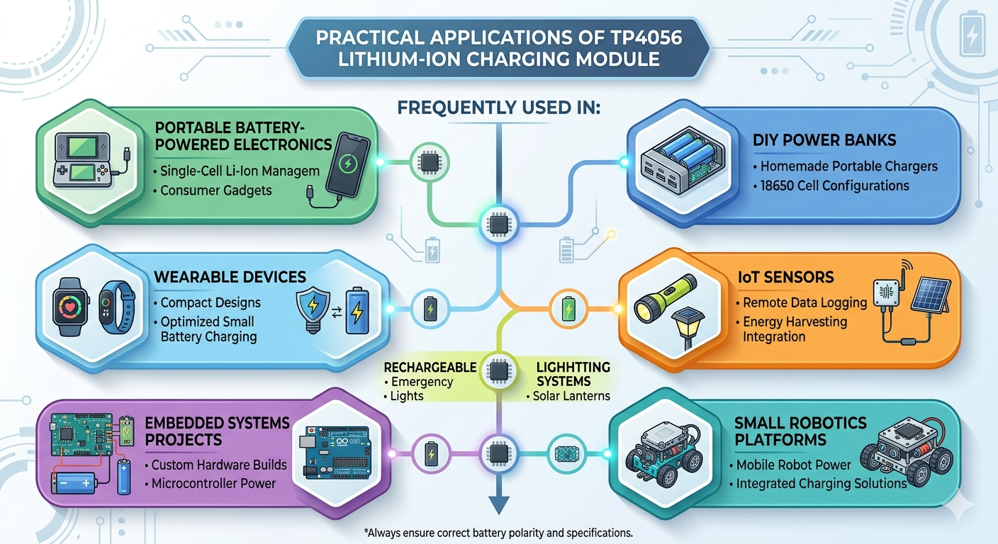 Typical applications of the TP4056 Lithium battery charger IC