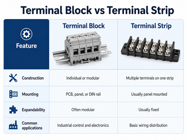 Terminal Block vs Terminal Strip