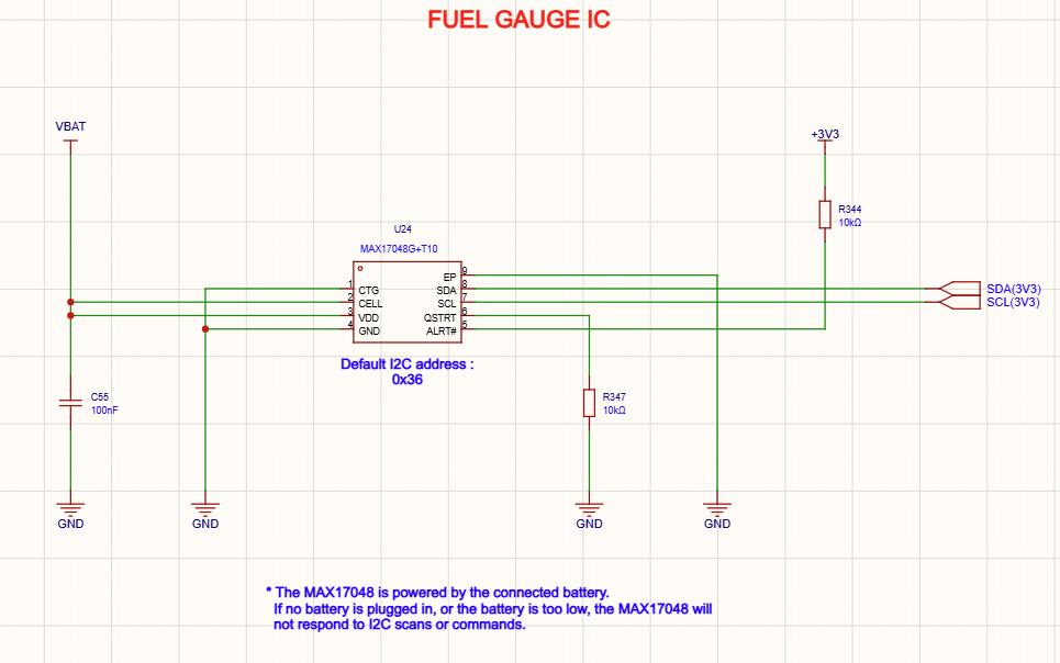 Fuel Guage IC MAX17048 for Battery charge monitoring for smart watch