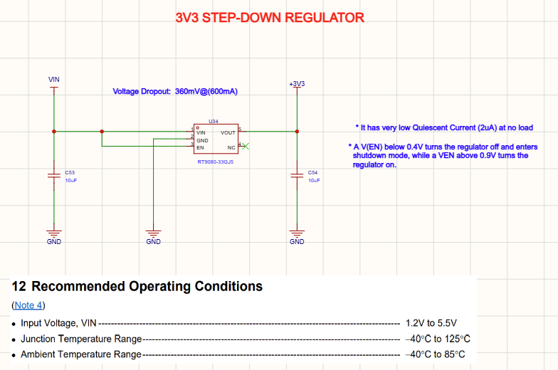 3V3 voltage regulation for smart watch using RT9080
